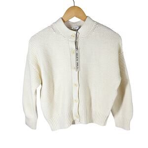 Alex Mill Nico Crewneck Cotton Chunky Cardigan Size Small Ivory
